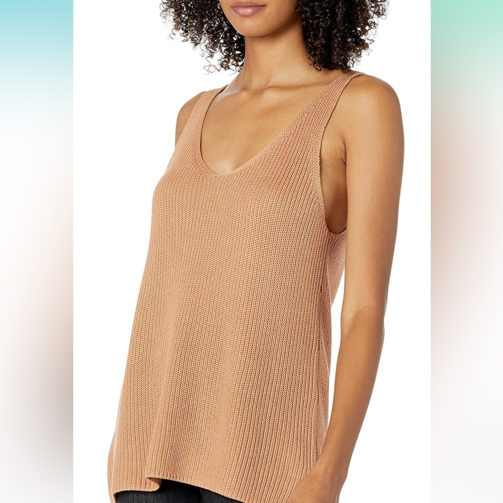The Drop Women's Claire Double V-Neck Textured Rib Sweater Tank